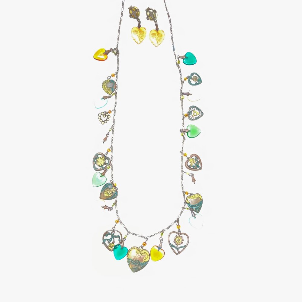 Whimsical Multi Heart Necklace with matching Heart Earrings - Picture 2 of 8